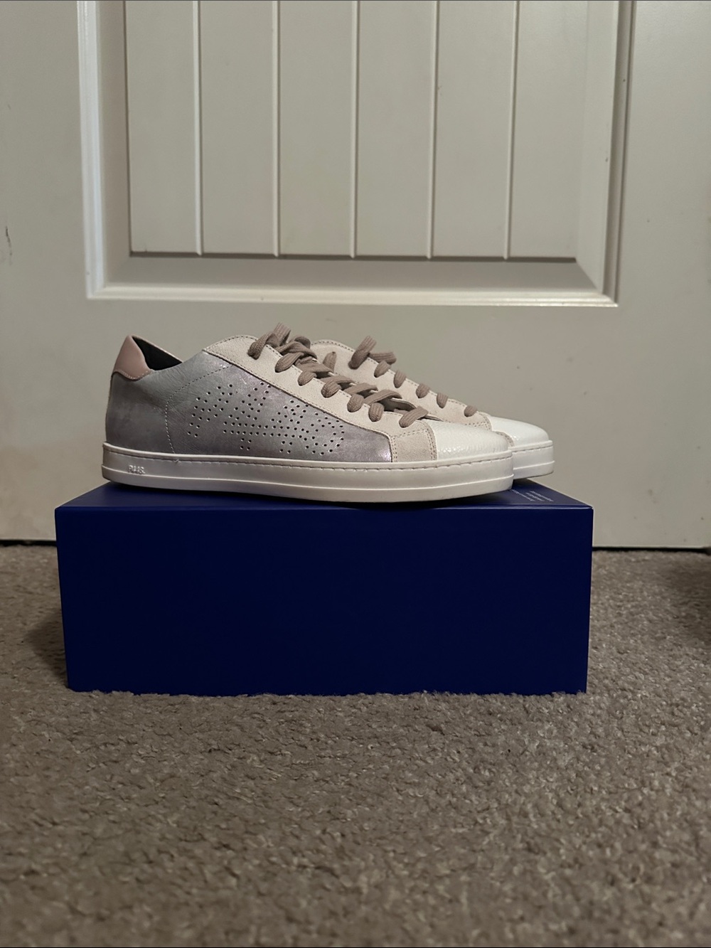 P448 Women's Low-Top Sneakers in Grey, White and Pink